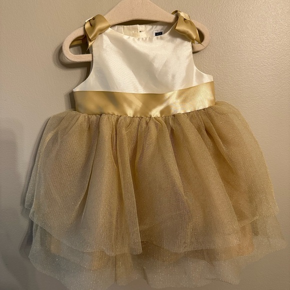 Janie and Jack Cream and Gold Satin Dress